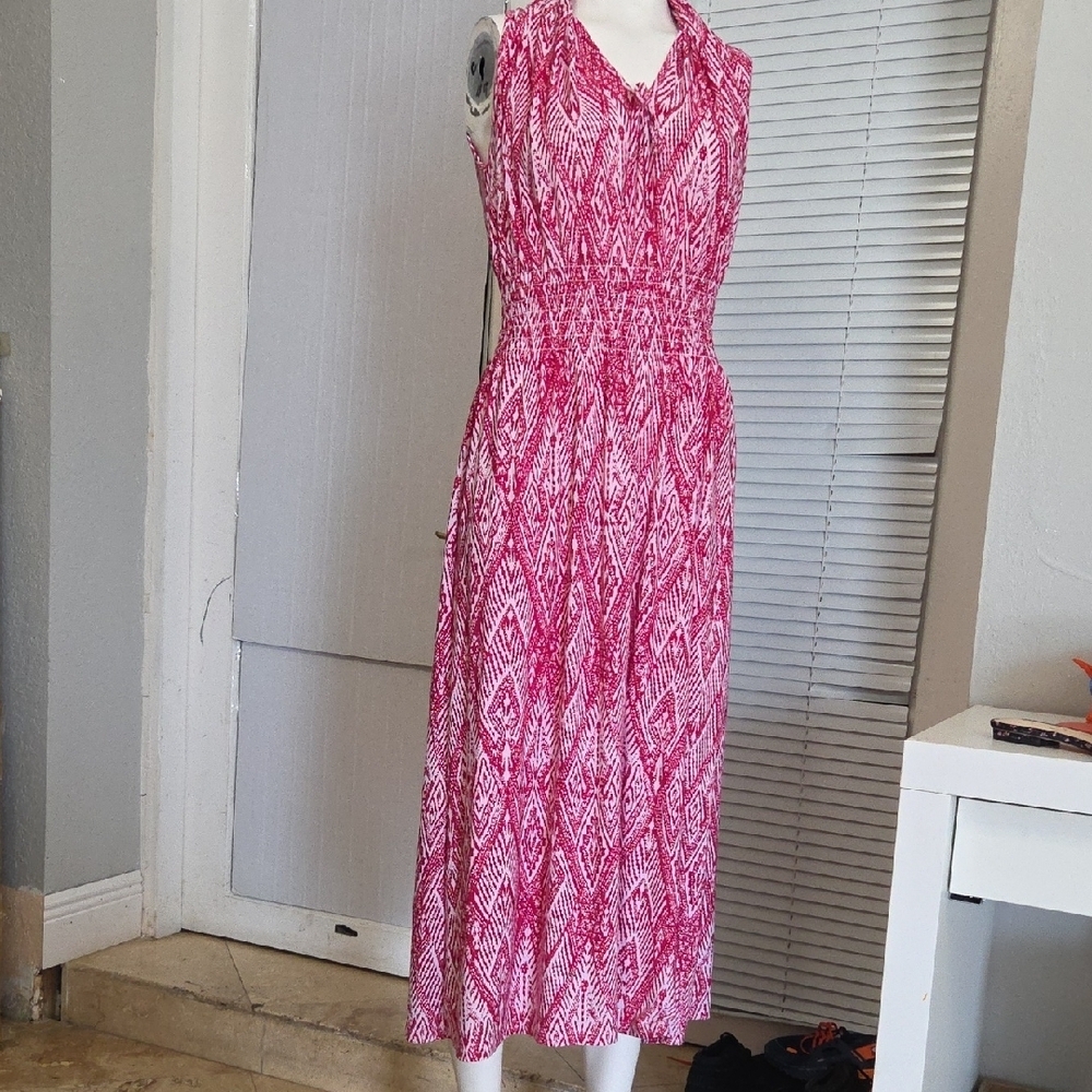 Seven Island Pink Patterned Dress Medium Sz .